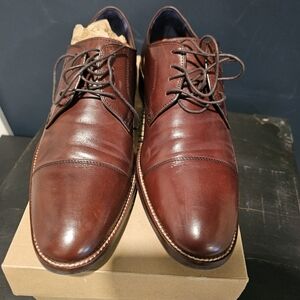 Cole Haan Brown Leather Oxford Shoes with Cap Toe